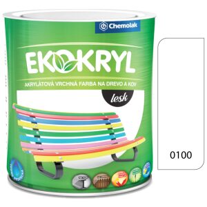 Ekokryl Lesk V2062 0100 biela - vrchná akrylátová farba na drevo a kov 0