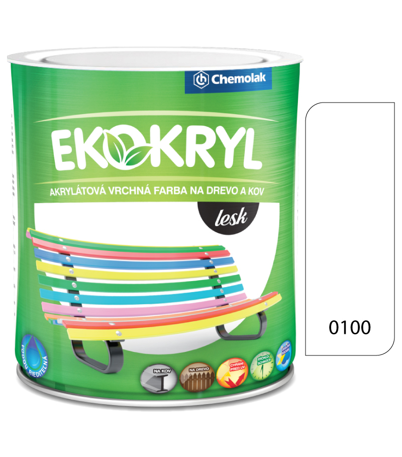 Ekokryl Lesk V2062 0100 biela - vrchná akrylátová farba na drevo a kov 0 Ekokryl Lesk V2062 0100 biela - vrchná akrylátová farba na drevo a kov 0