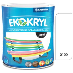 Ekokryl Mat V2045 0100 biela - vrchná akrylátová farba na drevo a kov 0