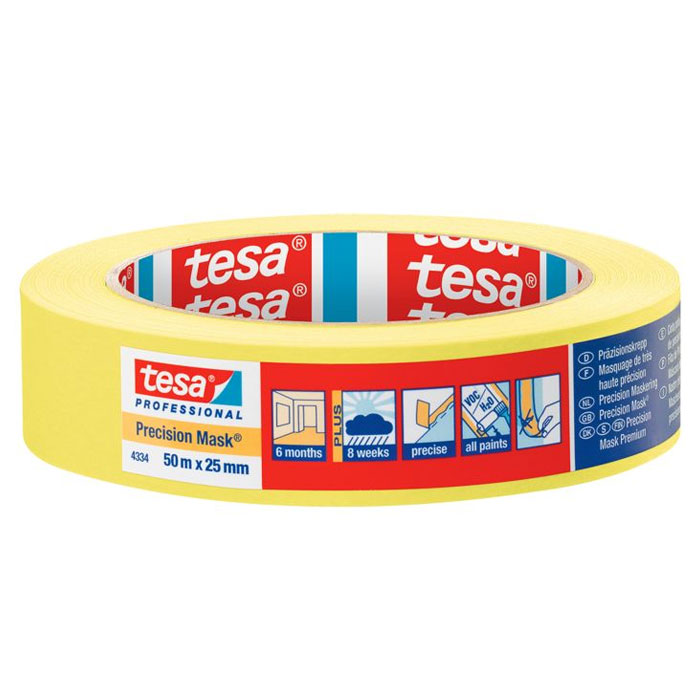 Tesa 4334 Precision Mask 25mm/50m - špičková papierová maskovacia páska na presné a ploché okraje Tesa 4334 Precision Mask 25mm/50m - špičková papierová maskovacia páska na presné a ploché okraje
