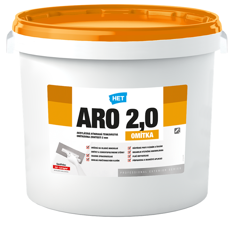 Het Omietka ARO 2 - Akrylátová ryhovaná tenkovrstvá omietka zrnitosť 2mm 25kg Het Omietka ARO 2 - Akrylátová ryhovaná tenkovrstvá omietka zrnitosť 2mm 25kg