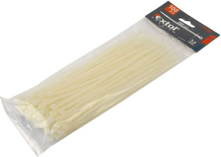 Extol Premium Pásky sťahovacie biele 4.8x300mm 100ks