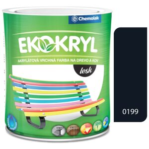 Ekokryl Lesk V2062 0199 čierna - vrchná akrylátová farba na drevo a kov 0