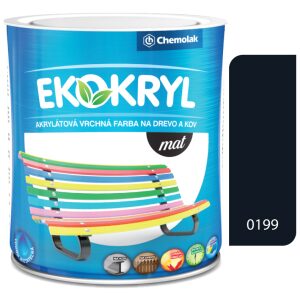 Ekokryl Mat V2045 0199 čierna - vrchná akrylátová farba na drevo a kov 0