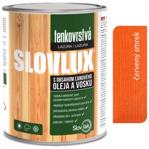 Slovlux tenkovrstvá lazúra na drevo červený smrek 10L