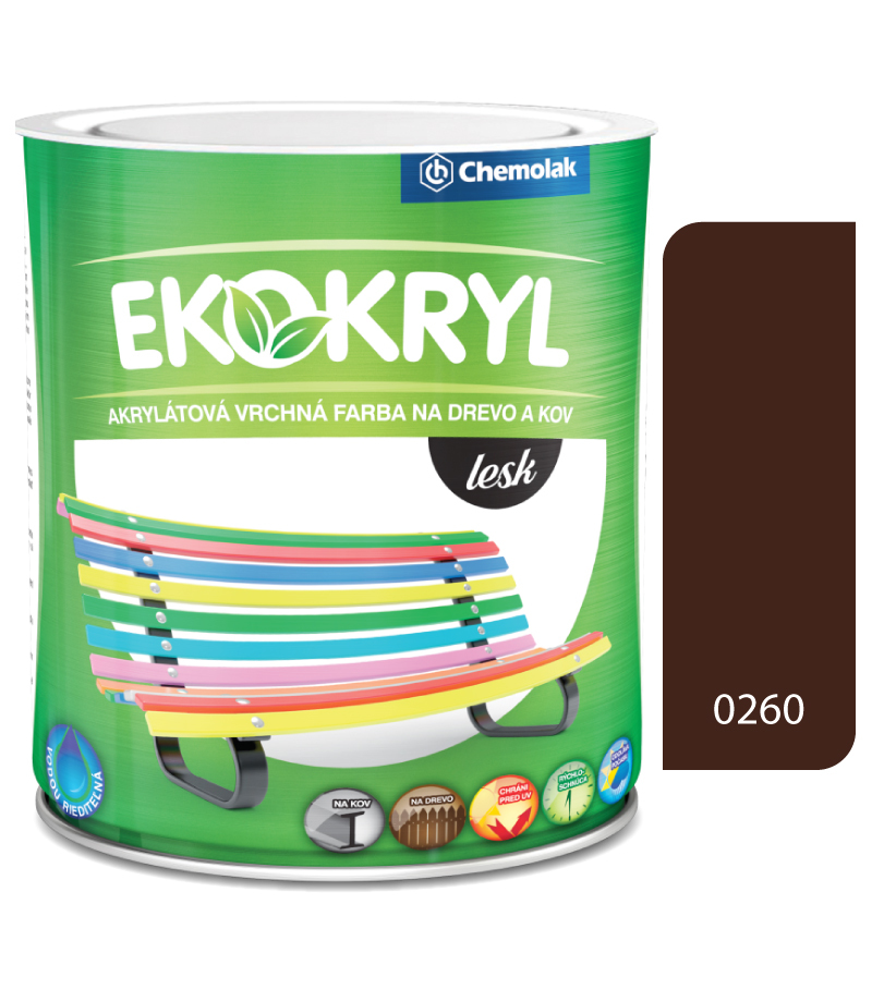 Ekokryl Lesk V2062 0260 palisander - vrchná akrylátová farba na drevo a kov 0 Ekokryl Lesk V2062 0260 palisander - vrchná akrylátová farba na drevo a kov 0