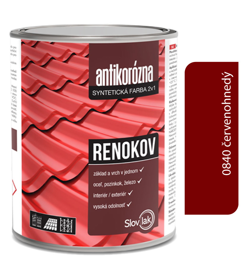 Renokov Červenohnedý 0840 - Antikorózna farba na kov 2