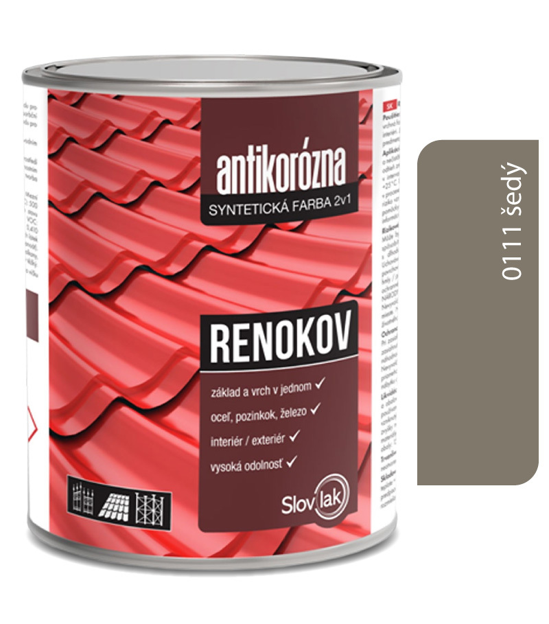 Renokov šedý 10kg - antikorózna farba na kov