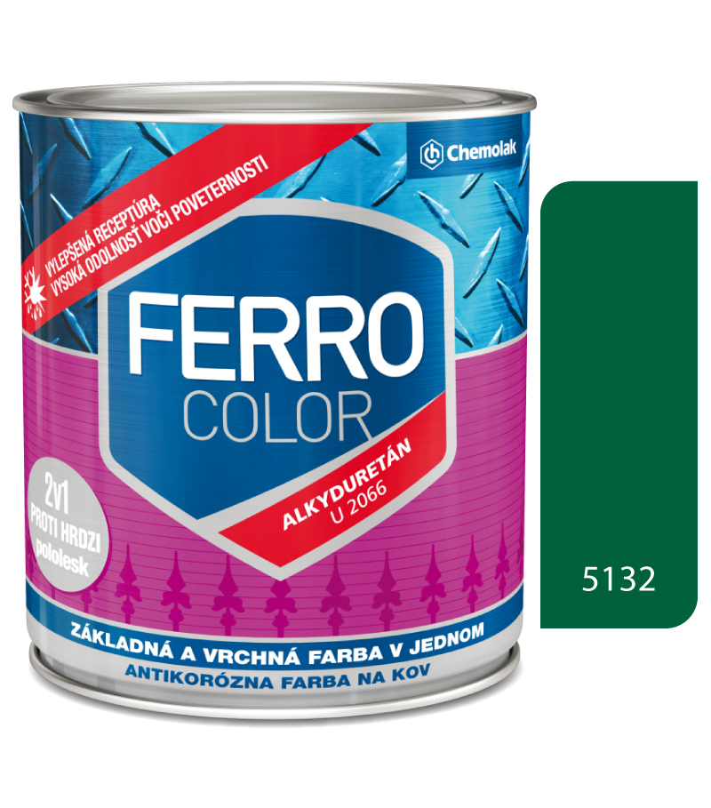 Ferro Color U2066 5132 svetlozelená Pololesk - základná a vrchná farba na kov 0
