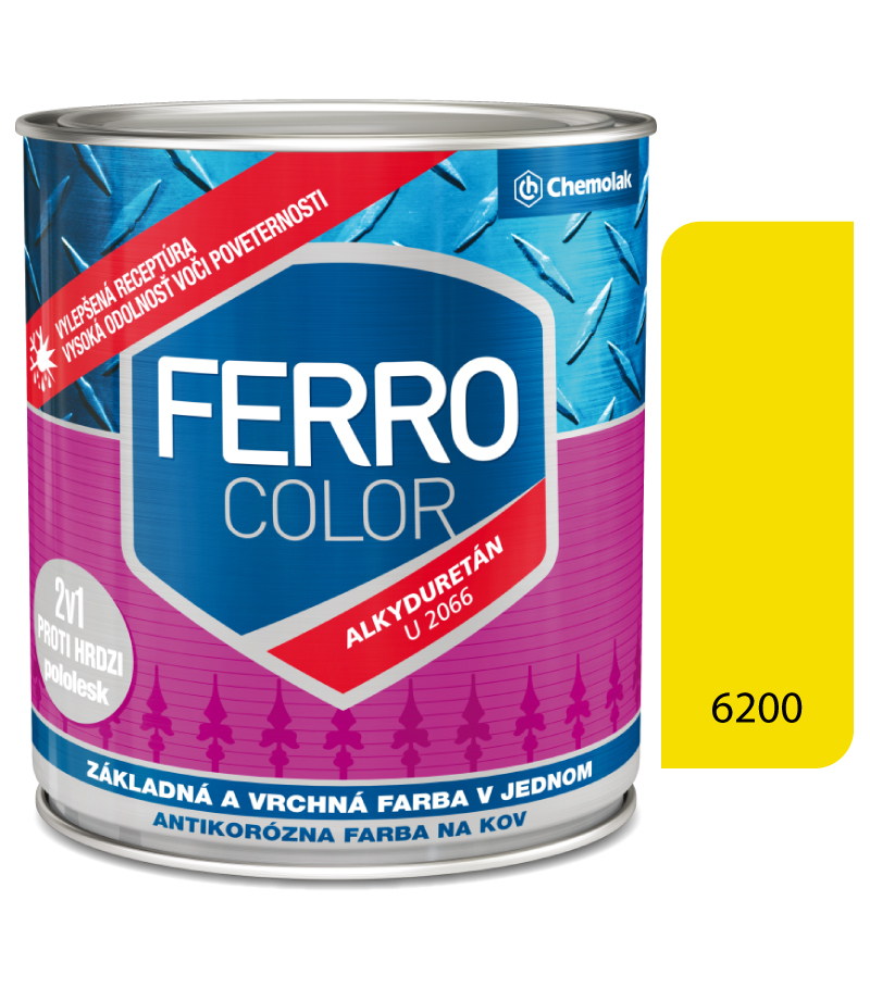 Ferro Color U2066 6200 žltá Pololesk - základná a vrchná farba na kov 0