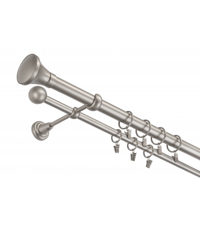 Garniža komplet 160cm 16mm dvojité žabky strieborné matné