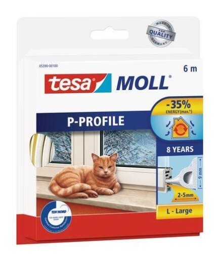 Tesnenie gumové Tesa profil P biele 6m