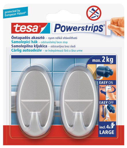 Tesa 58050 Háčiky chrom power strips 2ks Tesa 58050 Háčiky chrom power strips 2ks