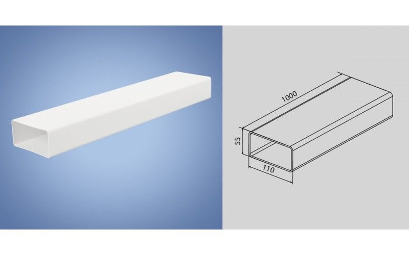 Potrubie vetracie ploché 220x55x1000 mm PVC