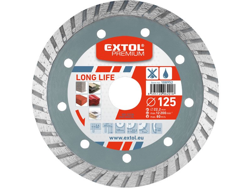 Extol Premium Kotúč rezný diamantový Turbo Long Life
