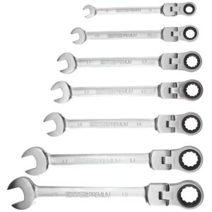 Kľúče račňové očkoploché s kĺbom 7ks Extol Premium