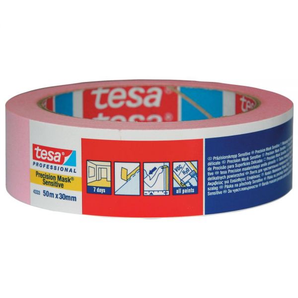 Tesa Professional 4333 Precision Sensitive 30mm/50m - ružová maskovacia páska na presné okraje