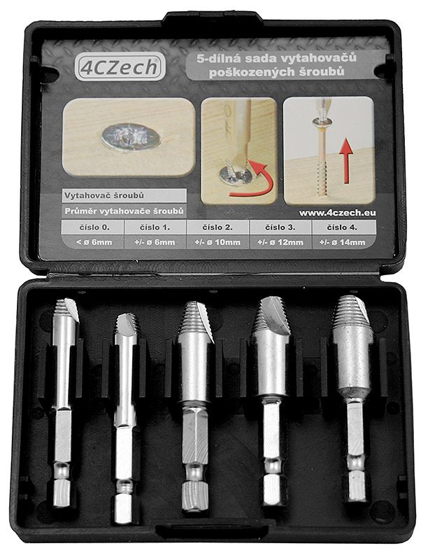 4CZech Sada vyťahovačov poškodených šróbov HSS