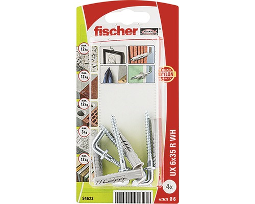 Fischer Hmoždinka univerzálna UX so skobou 6x35 WH K OE