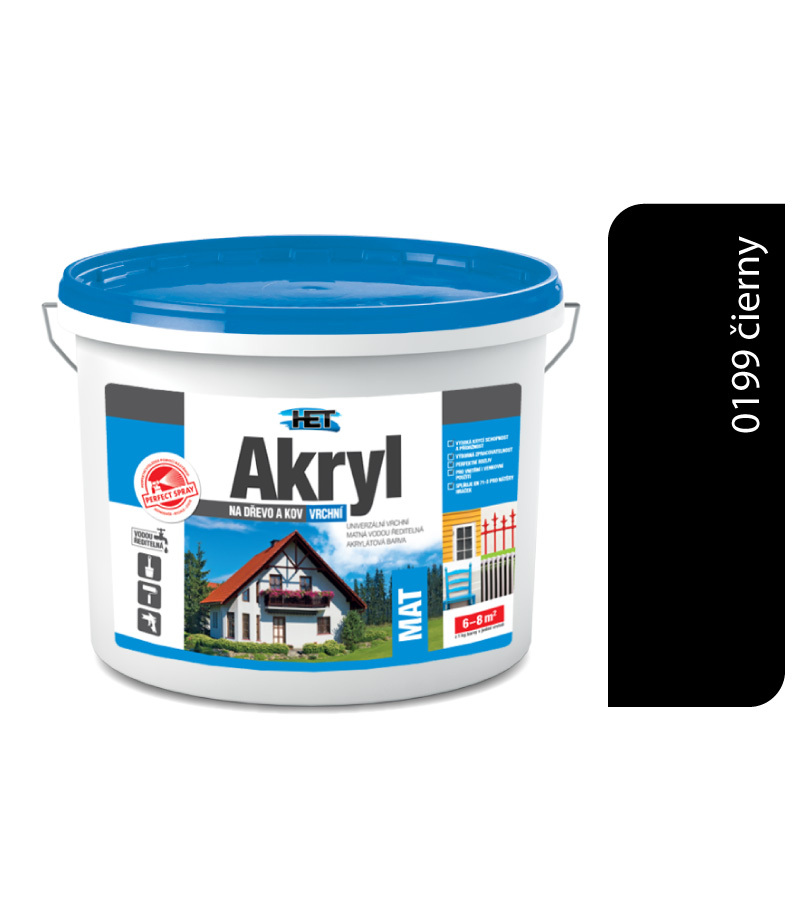 Het Akryl mat 0199 3kg čierna