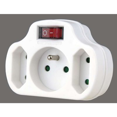 Emos Rozdvojka 2x plochá + 1x guľatá + vypínač