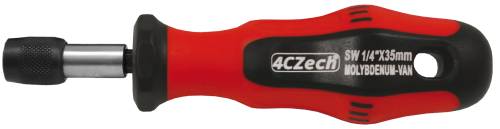 4CZech Držiak bitov 1/4" 35mm s rukoväťou a poistkou pre nadstavce profi