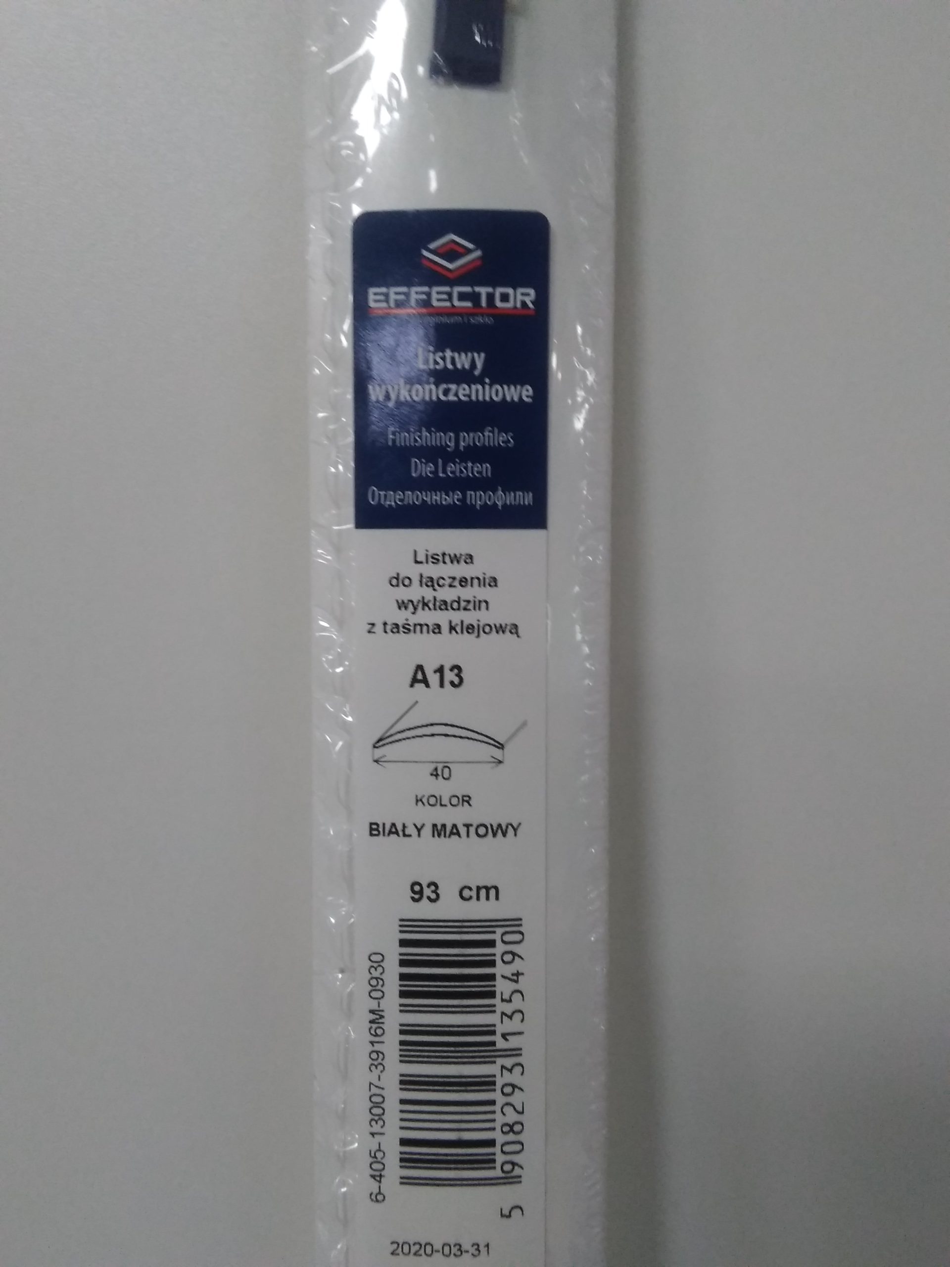 Profil prechodový A13 biela matná samolepiaci 0.93m