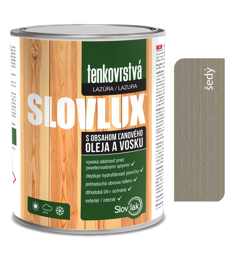 Slovlux Tenkovrstvá lazúra na drevo šedá 0