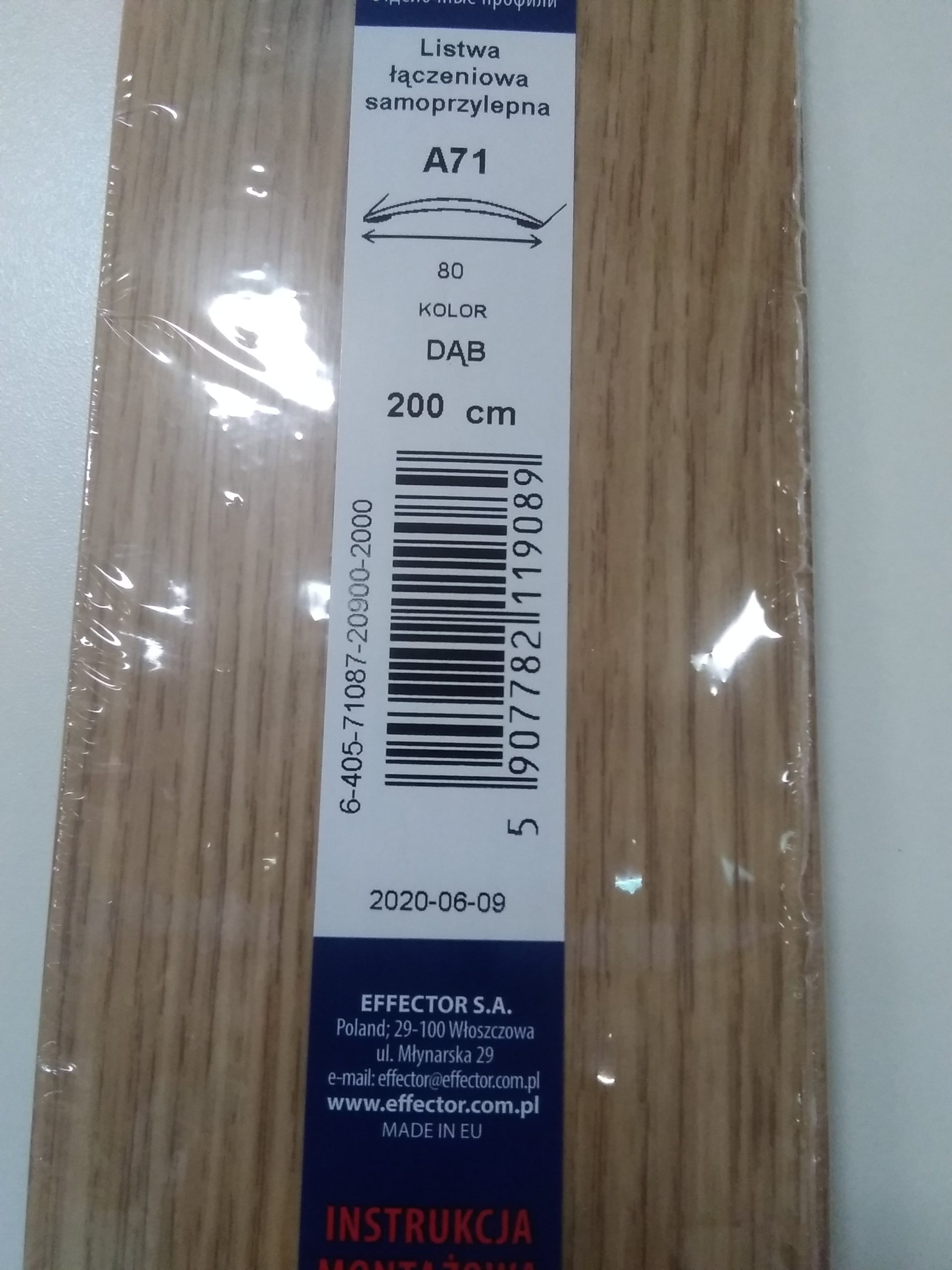 Profil prechodový A71 Dub samolepiaci 2m