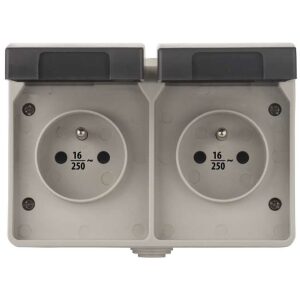 Emos Zásuvka dvojitá IP44 nástenná