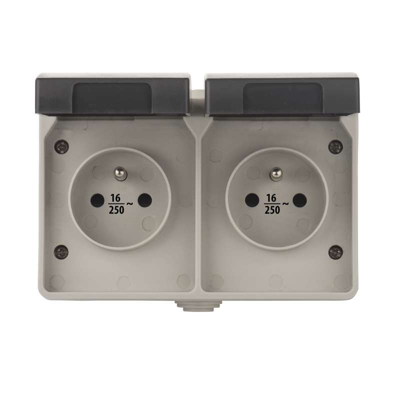 Emos Zásuvka dvojitá IP44 nástenná