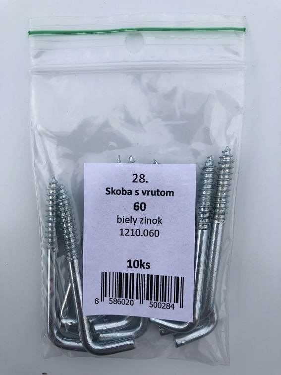 Skoba s vrútom 60mm biely zinok 10ks/bal.