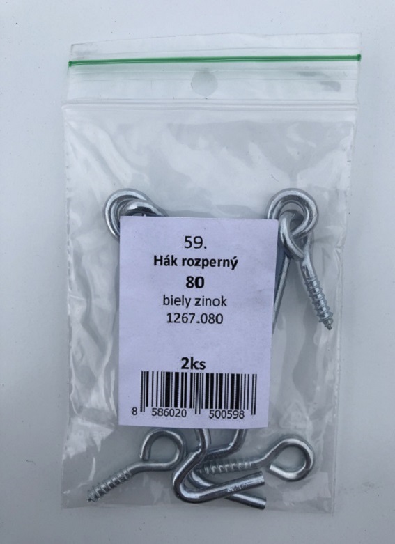 Hák rozperný s okom 50mm 2ks