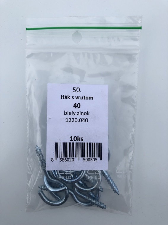 Hák s vrútom 30mm biely zinok 10ks/bal. (ilust.foto)