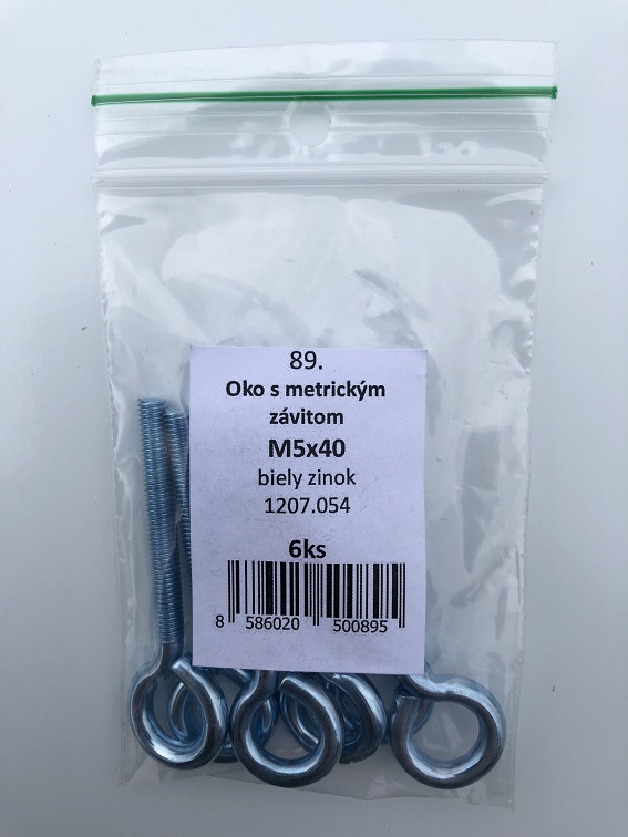 Oko s metrickým závitom M8x60mm biely zinok 4ks/bal. (ilust.obr.)