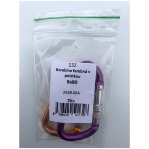 Karabína farebná s poistkou 8x80mm hliník 2ks/bal.
