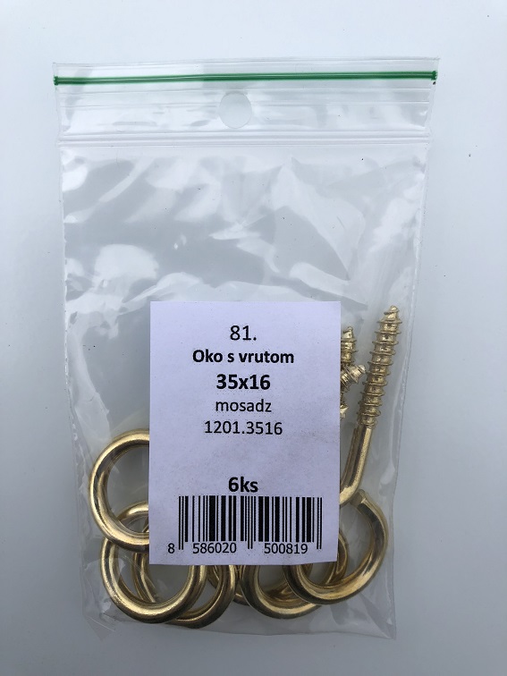 Oko s vrútom 30x14mm mosadz 10ks/bal. (ilust.obr.)