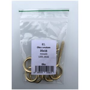 Oko s vrútom 35x16mm mosadz 10ks/bal.