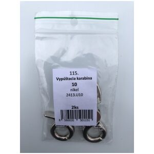 Karabína vypúštacia nikel 10mm 2ks/bal.