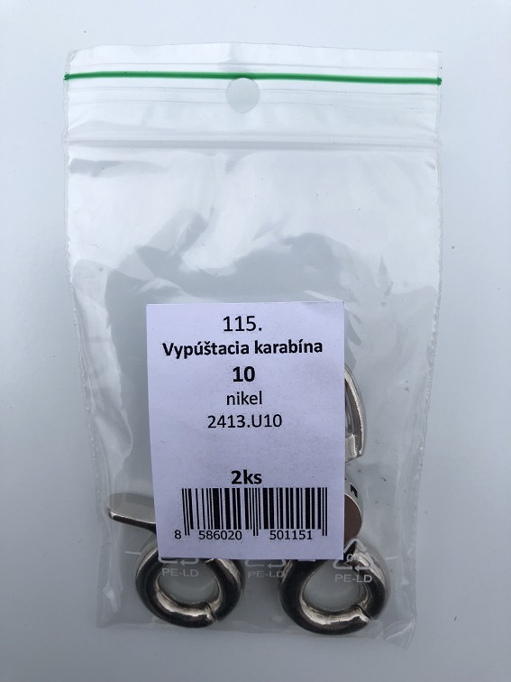 Karabína vypúštacia nikel 13mm 2ks/bal. (ilust.foto)