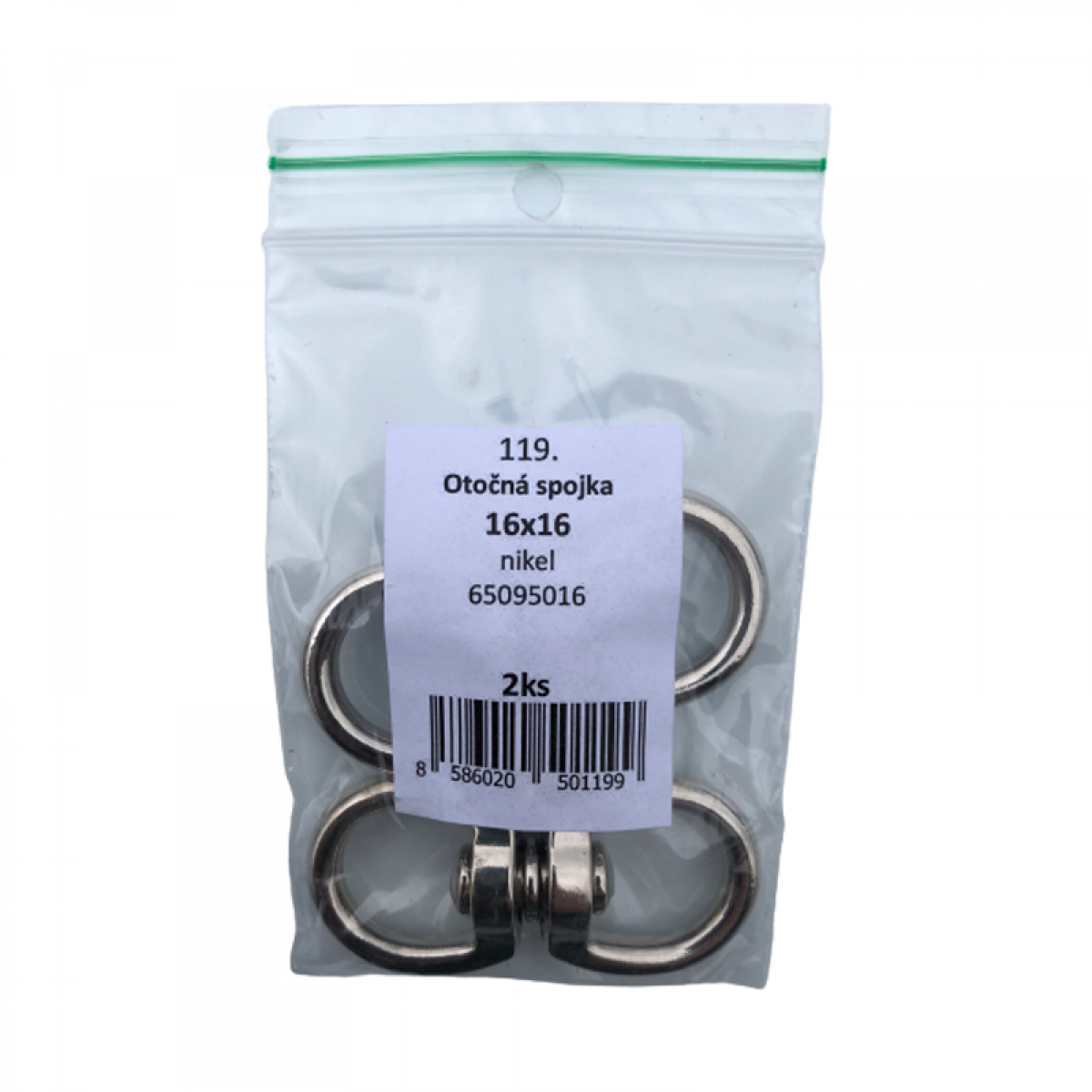 Otočná spojka nikel 16x16mm 2ks