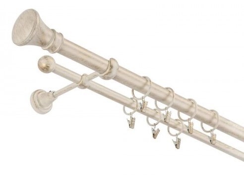 Garníža komplet 240cm 25mm I žabky bielo-zlatá