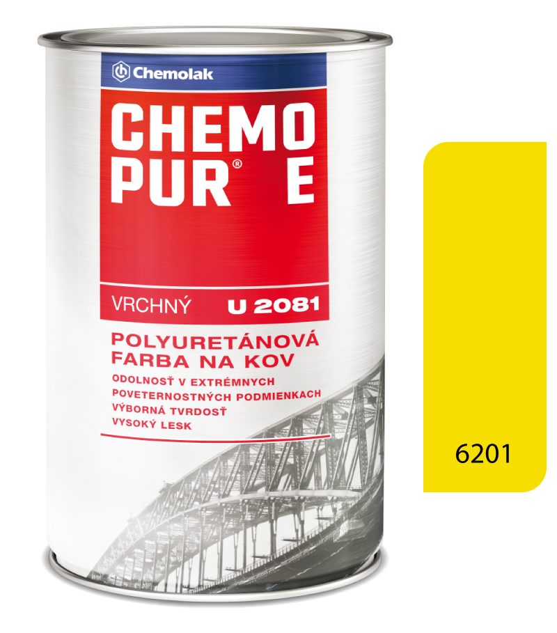 Chemopur E U2081 6201 žltá stredná - Vrchná polyuretánová farba na kov