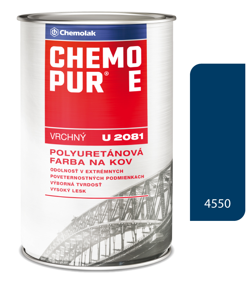 Chemopur E U2081 4550 návestná modrá - Vrchná polyuretánová farba na kov