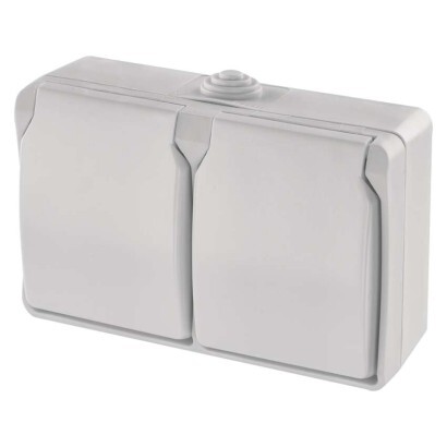 Emos Zásuvka nástenná dvojitá IP44 biela