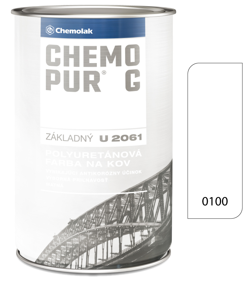 Chemopur G U2061 0100 biela - Základná polyuretánová dvojzložková farba 0