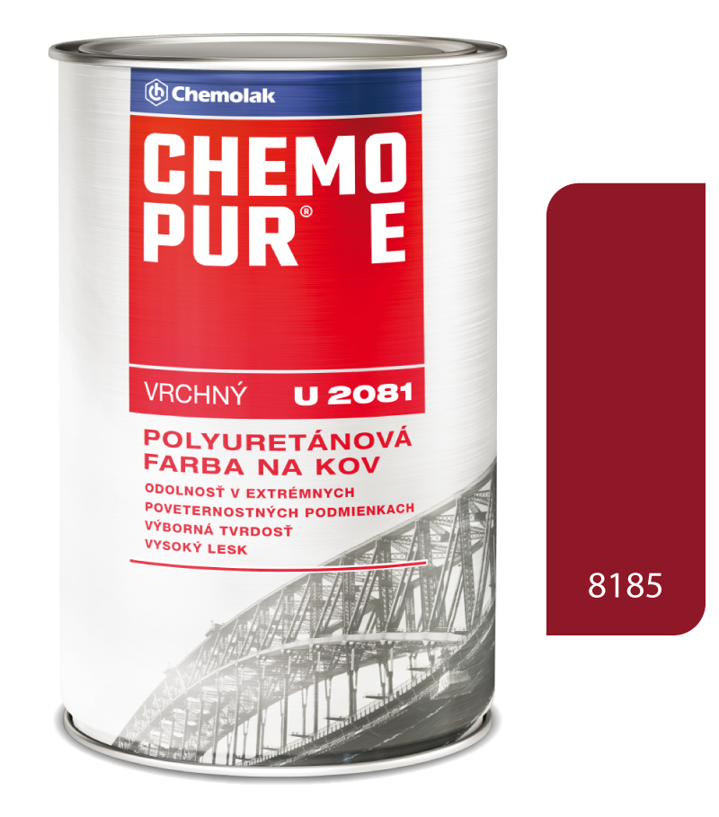 Chemopur E U2081 8185 červená - Vrchná polyuretánová farba na kov