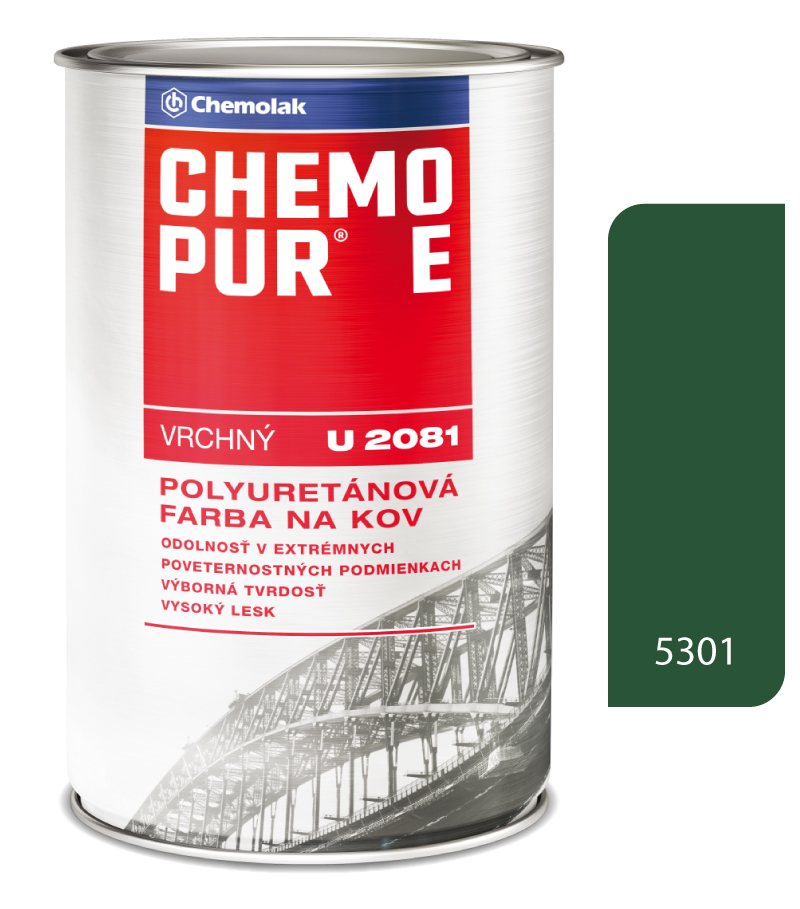 Chemopur E U2081 5301 zelená stredná - Vrchná polyuretánová farba na kov