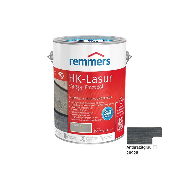 REMMERS HK-Lasur Grey Protect Antracitová sivá tenk. olejová lazúra 0.75l