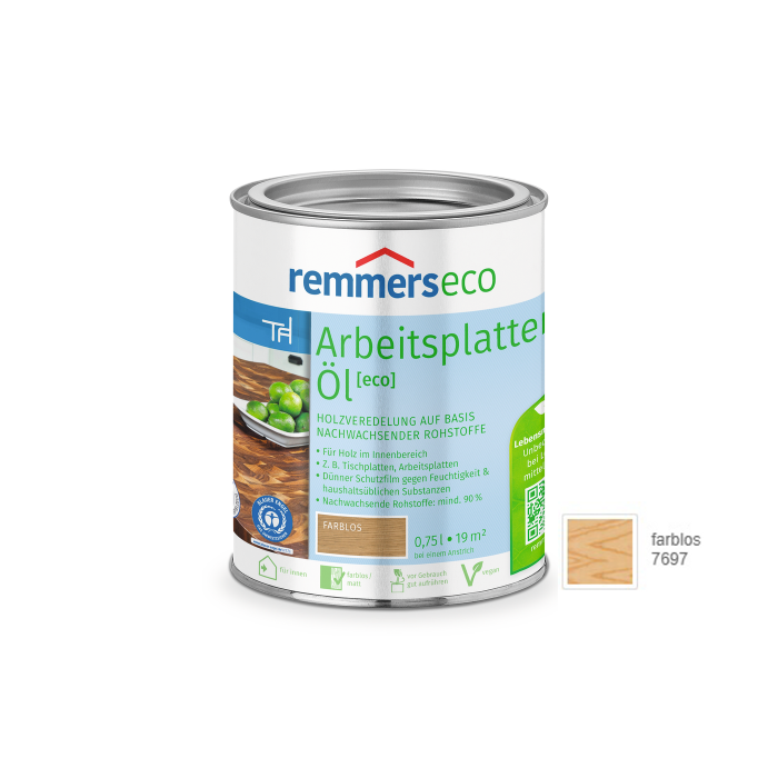 REMMERS Arbeitsplatten-Öl 0.375l Farblos ekol.olej na údržbu drevených prac.dosák